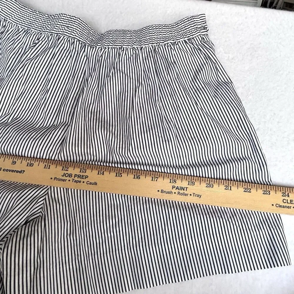 J.Crew Sack Style shorts Size 12 Tie Belt Black & White Pin Stripes High Rise